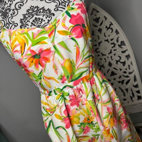 J. Crew Tropical Floral Mini Dress Size 4 Boho Beach Vacation Resortwear - Picture 3 of 12